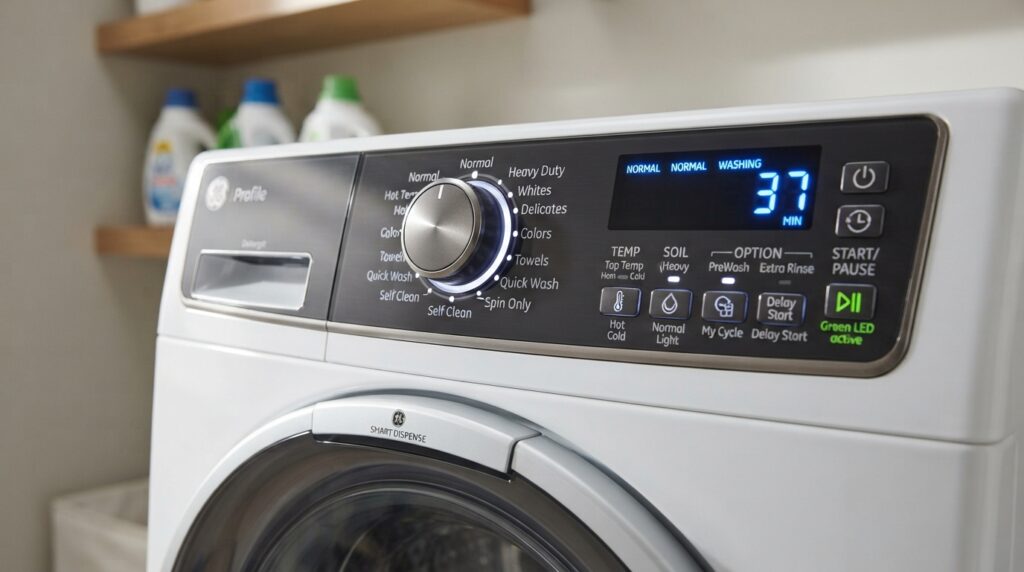 GE GTW720BSNWS control panel and settings