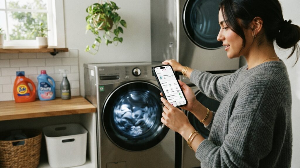 Smartphone app controlling smart washing machine